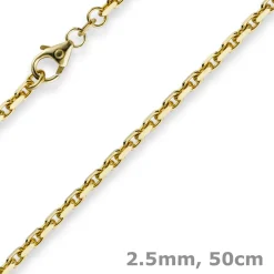 2,5mm Kette Collier Ankerkette aus 585 Gold Gelbgold, 50cm