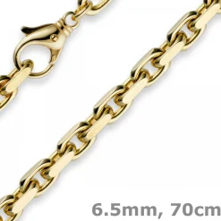 6,5mm Kette Collier Ankerkette aus 585 Gold Gelbgold, 70cm, für Herren