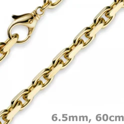 6,5mm Kette Collier Ankerkette aus 585 Gold Gelbgold, 60cm, für Herren