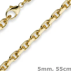 5mm Kette Collier Ankerkette aus 750 Gold Gelbgold, 55cm, Herren