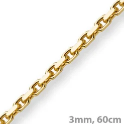 3mm Kette Collier Ankerkette aus 750 Gold Gelbgold, 60cm, Unisex