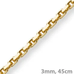 3mm Kette Collier Ankerkette aus 750 Gold Gelbgold, 45cm, Unisex