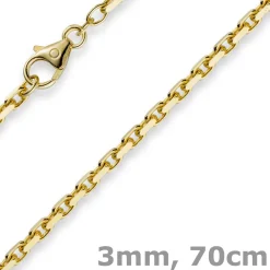 3mm Kette Collier Ankerkette aus 585 Gold Gelbgold 70cm Unisex Goldkette