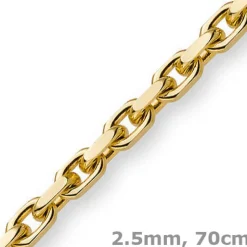 2,5mm Kette Collier Ankerkette aus 750 Gold Gelbgold 70cm Unisex Goldkette