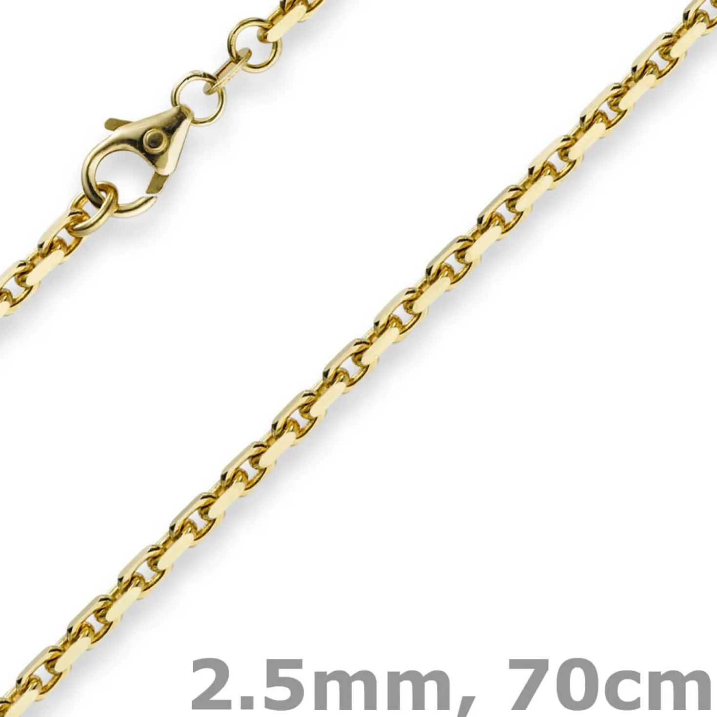 2,5mm Kette Collier Ankerkette aus 585 Gold Gelbgold 70cm Unisex Goldkette