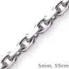 5mm Kette Collier Ankerkette aus 750 Gold Weißgold, 55cm, massiv