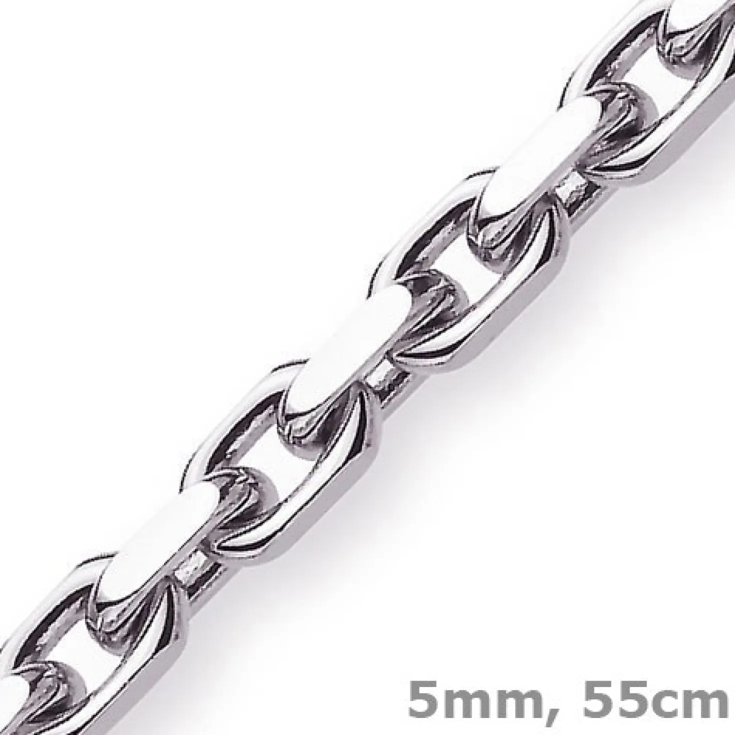 5mm Kette Collier Ankerkette aus 750 Gold Weißgold, 55cm, massiv