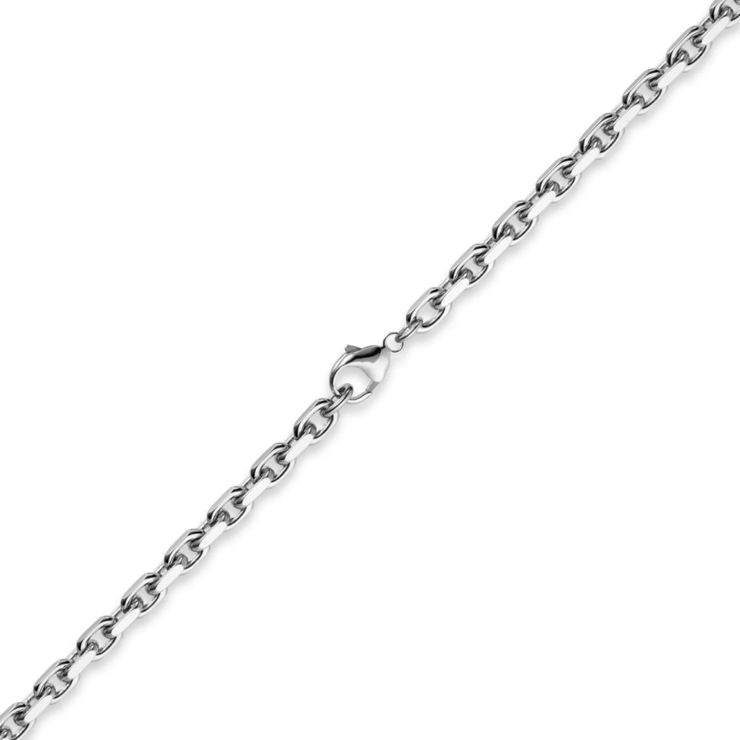 5mm Kette Collier Ankerkette aus 750 Gold Weißgold, 60cm, massiv