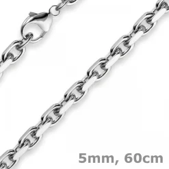 5mm Kette Collier Ankerkette aus 750 Gold Weißgold, 60cm, massiv
