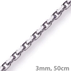 3mm Kette Collier Ankerkette aus 750 Gold Weißgold massiv, 50cm
