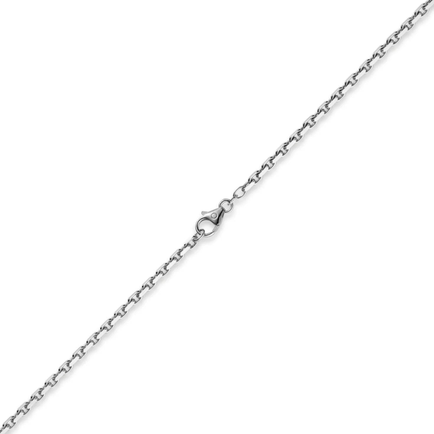 3mm Kette Collier Ankerkette aus 750 Gold Weißgold massiv, 50cm