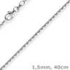 1,5mm Kette Collier Ankerkette diamantiert Halskette aus 750 Gold Weißgold 40cm