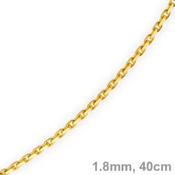 1,8mm Kette Collier Ankerkette diamantiert Halskette aus 585 Gold Gelbgold 40cm