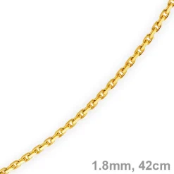 1,8mm Kette Collier Ankerkette diamantiert Halskette aus 585 Gold Gelbgold 42cm