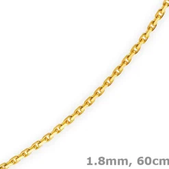 1,8mm Kette Collier Ankerkette diamantiert Halskette aus 750 Gold Gelbgold, 60cm