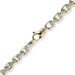 6mm Kette Collier Ankerkette 585 Gold Gelbgold & Weißgold bicolor 50cm Herren