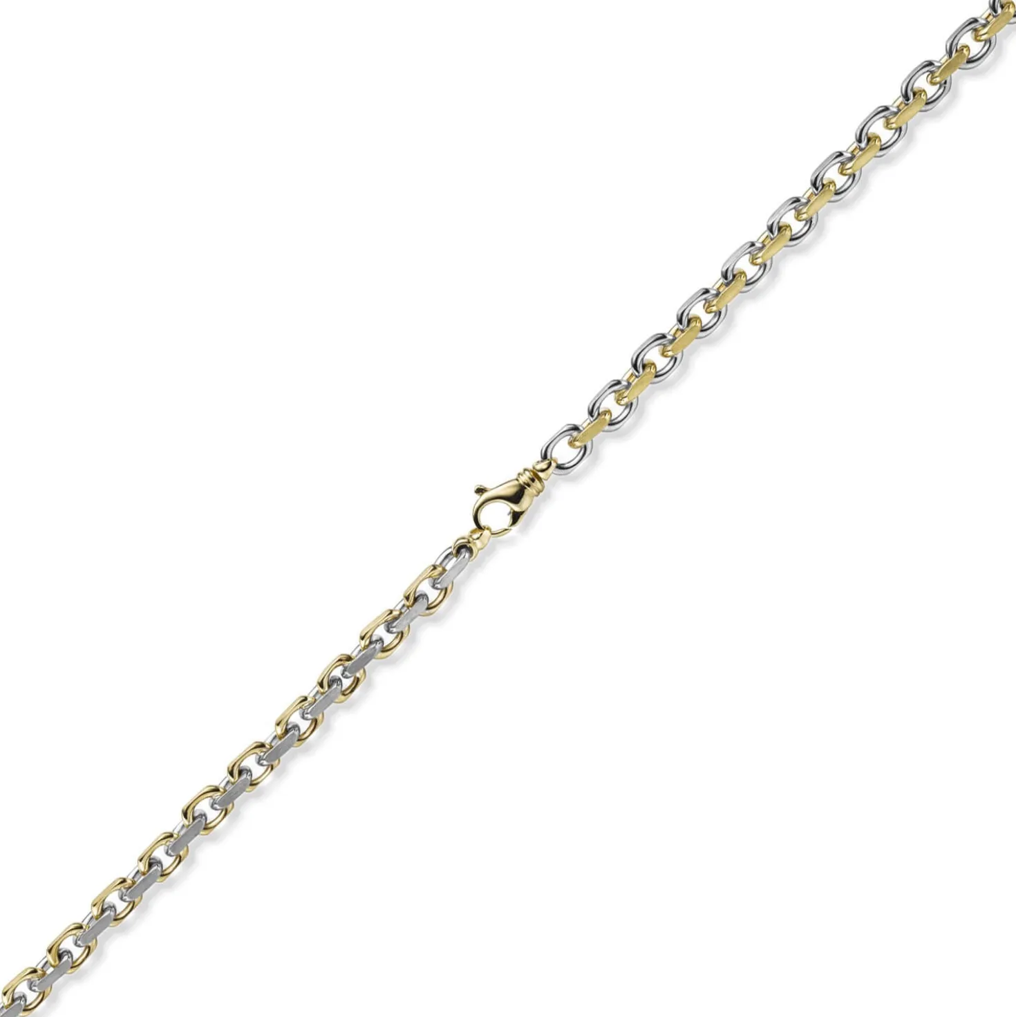 6mm Kette Collier Ankerkette 585 Gold Gelbgold & Weißgold bicolor 50cm Herren