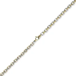 6mm Kette Collier Ankerkette 585 Gold Gelbgold & Weißgold bicolor 55cm Herren