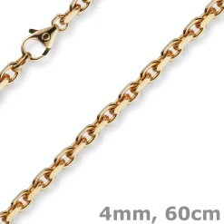 4mm Kette Collier Ankerkette Halskette aus 750 Gold Rotgold massiv 60cm