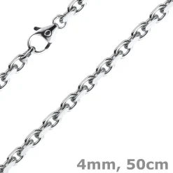 4mm Kette Collier Ankerkette Halskette aus 585 Gold Weißgold massiv 50cm