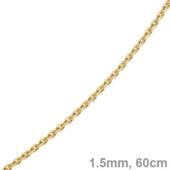 1,5mm Kette Collier Ankerkette Halskette, 585 Gold Gelbgold, 60cm