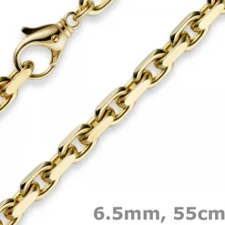 6,5mm Kette Collier Ankerkette Halskette, 750 Gold Gelbgold 55cm für Herren