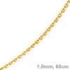 1,8mm Kette Collier Ankerkette Halskette, 585 Gold Gelbgold, 60cm Unisex