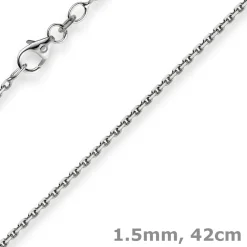 1,5mm Kette Collier Ankerkette Halskette, 585 Gold Weißgold, 42cm