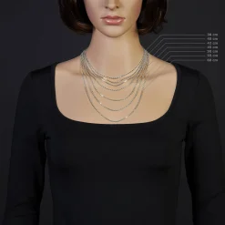 1,8mm Kette Collier Ankerkette Halskette, 585 Gold Weißgold, 40cm