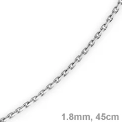 1,8mm Kette Collier Ankerkette Halskette, 585 Gold Weißgold, 45cm