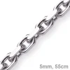 5mm Kette Collier Ankerkette Halskette, 585 Gold Weißgold, 55cm Herren
