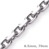 6,5mm Kette Collier Ankerkette Halskette, 585 Gold Weißgold, 70cm Herren