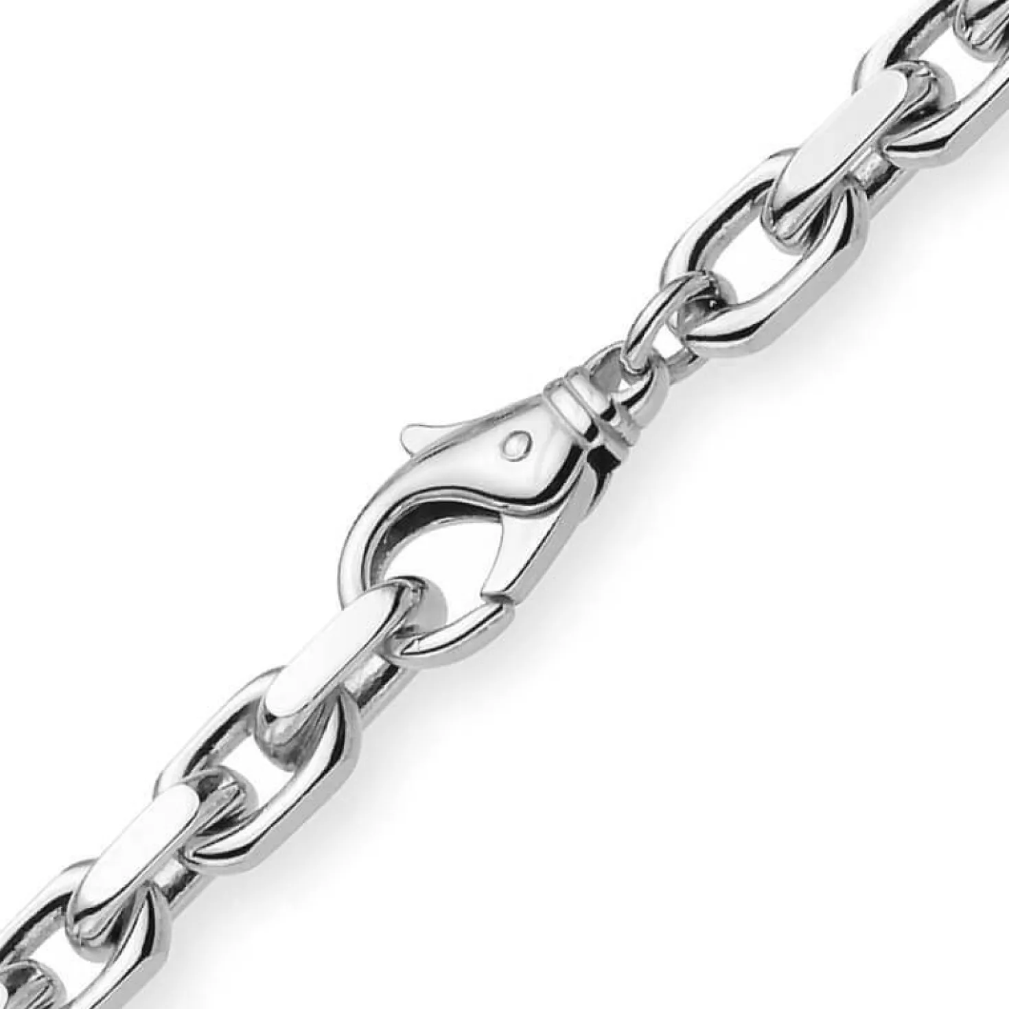 6,5mm Kette Collier Ankerkette Halskette, 585 Gold Weißgold, 70cm Herren