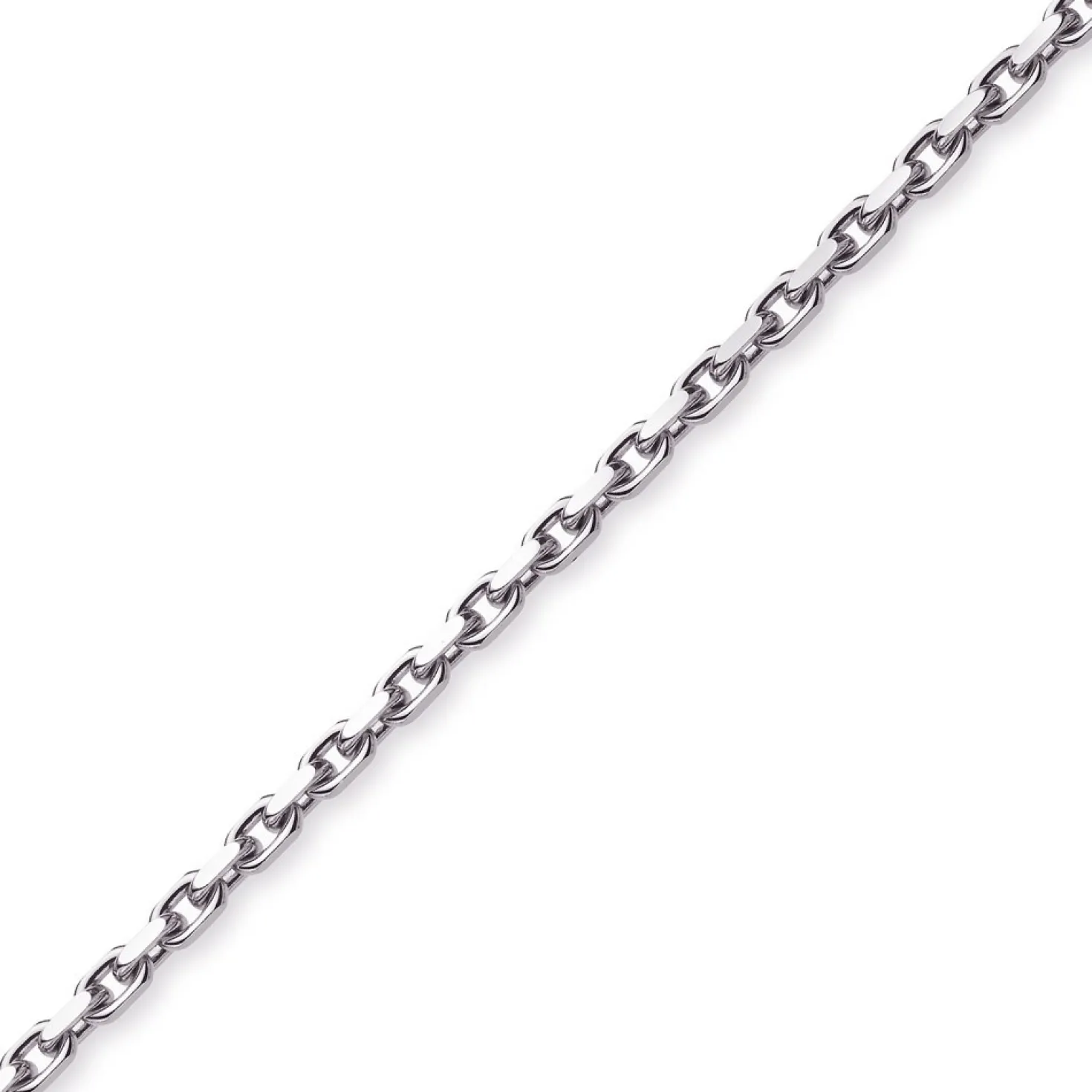 6,5mm Kette Collier Ankerkette Halskette, 585 Gold Weißgold, 70cm Herren