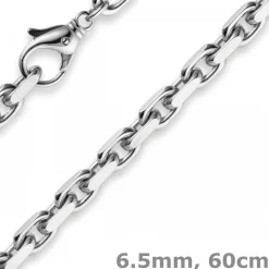 6,5mm Kette Collier Ankerkette Halskette, 585 Gold Weißgold, 60cm Herren