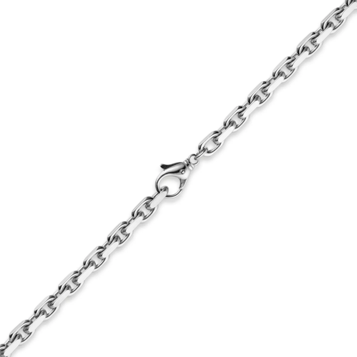 6,5mm Kette Collier Ankerkette Halskette, 585 Gold Weißgold, 55cm Herren