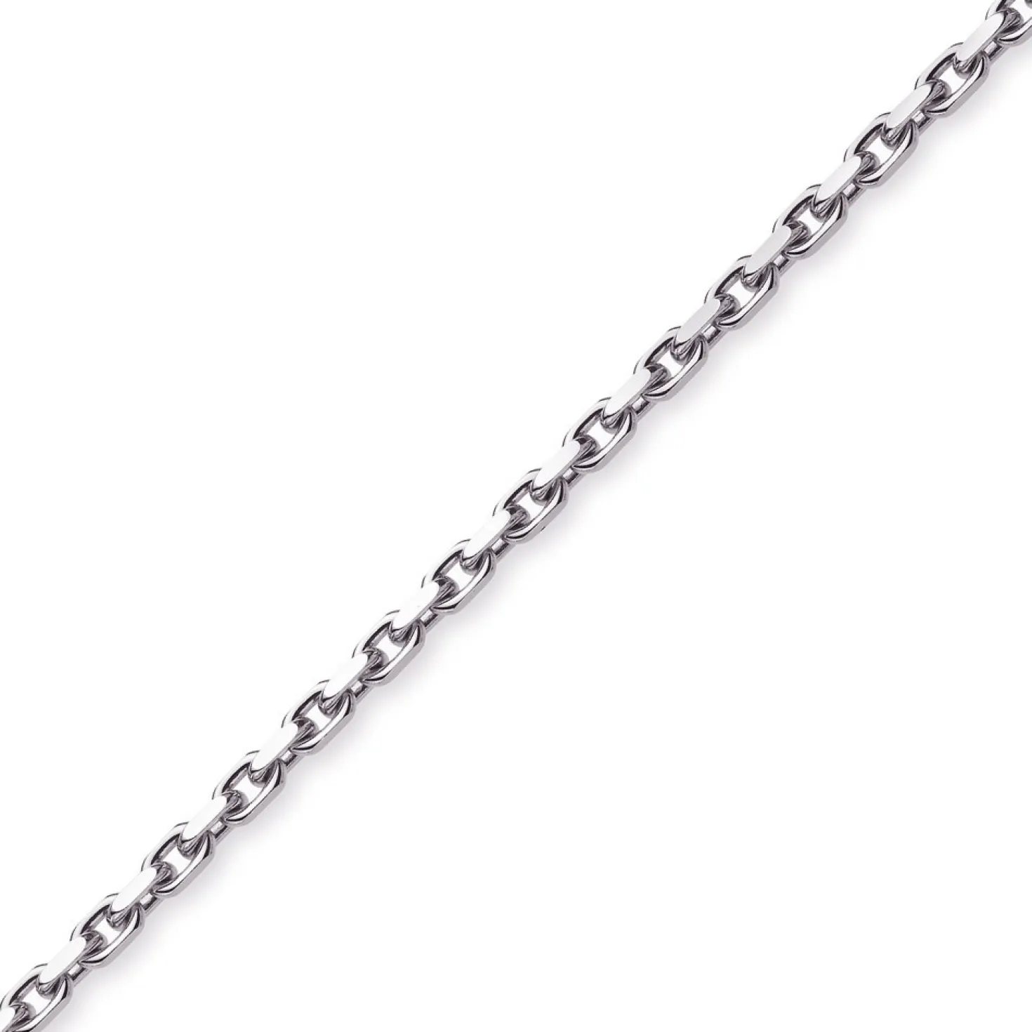 6,5mm Kette Collier Ankerkette Halskette, 585 Gold Weißgold, 55cm Herren