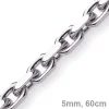5mm Kette Collier Ankerkette Halskette, 585 Gold Weißgold, 60cm Herren