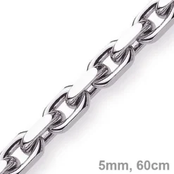 5mm Kette Collier Ankerkette Halskette, 585 Gold Weißgold, 60cm Herren
