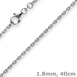 1,8mm Kette Collier Ankerkette Halskette 750 Gold Weißgold 40cm Unisex