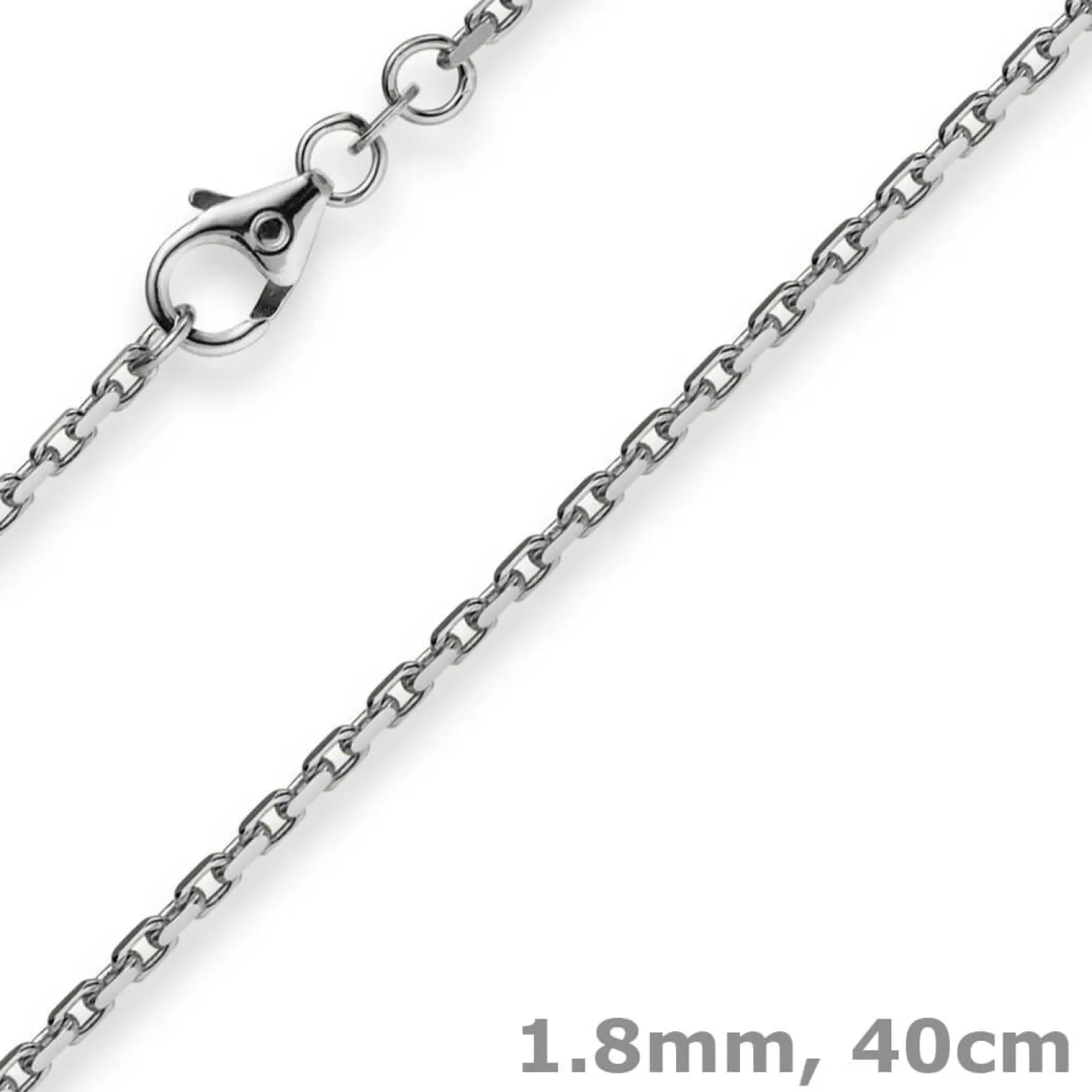 1,8mm Kette Collier Ankerkette Halskette 750 Gold Weißgold 40cm Unisex