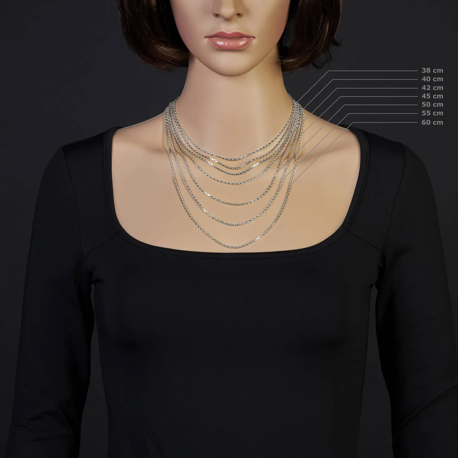 1,8mm Kette Collier Ankerkette Halskette 750 Gold Weißgold 45cm Unisex