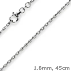 1,8mm Kette Collier Ankerkette Halskette 750 Gold Weißgold 45cm Unisex