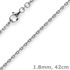 1,8mm Kette Collier Ankerkette Halskette 750 Gold Weißgold 42cm Unisex