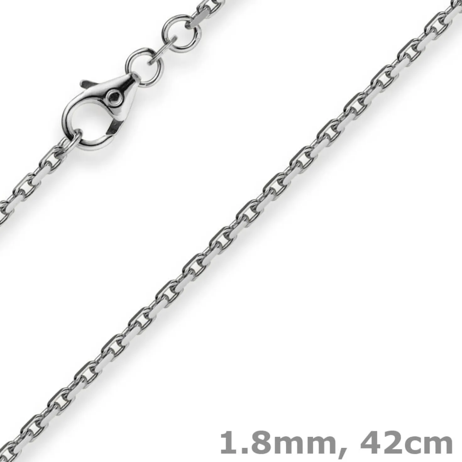 1,8mm Kette Collier Ankerkette Halskette 750 Gold Weißgold 42cm Unisex