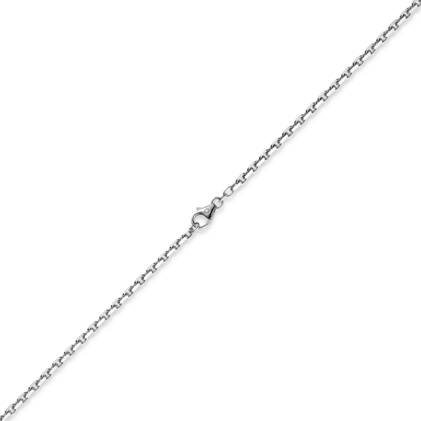 3mm Kette Collier Ankerkette Halskette, 585 Gold Weißgold massiv, 50cm