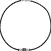 3,2mm Kette Collier aus geflochtenem Leder, Anker, Edelstahl lackiert, 45cm