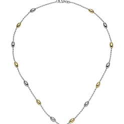 1,5mm Kette Collier aus 925 Silber, rhodiniert teilvergoldet mit Gelbgold, 45cm