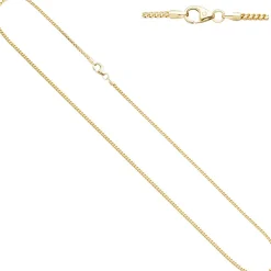 1,2mm Kette Collier Bingokette aus 585 Gold Gelbgold, für Damen, 38cm