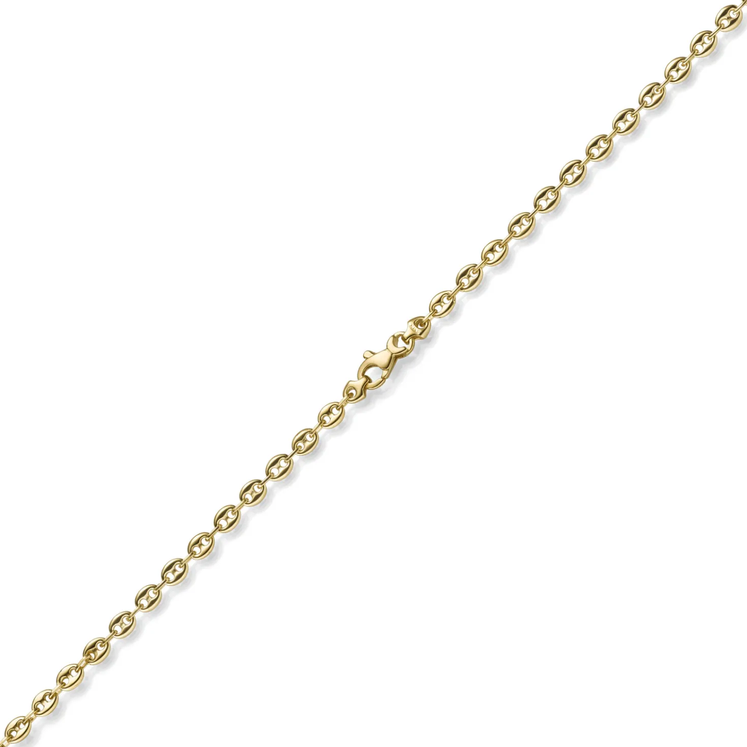 3,5mm Kette Collier Bohnenkette Schiffsankerkette 585 Gold Gelbgold 55cm Unisex